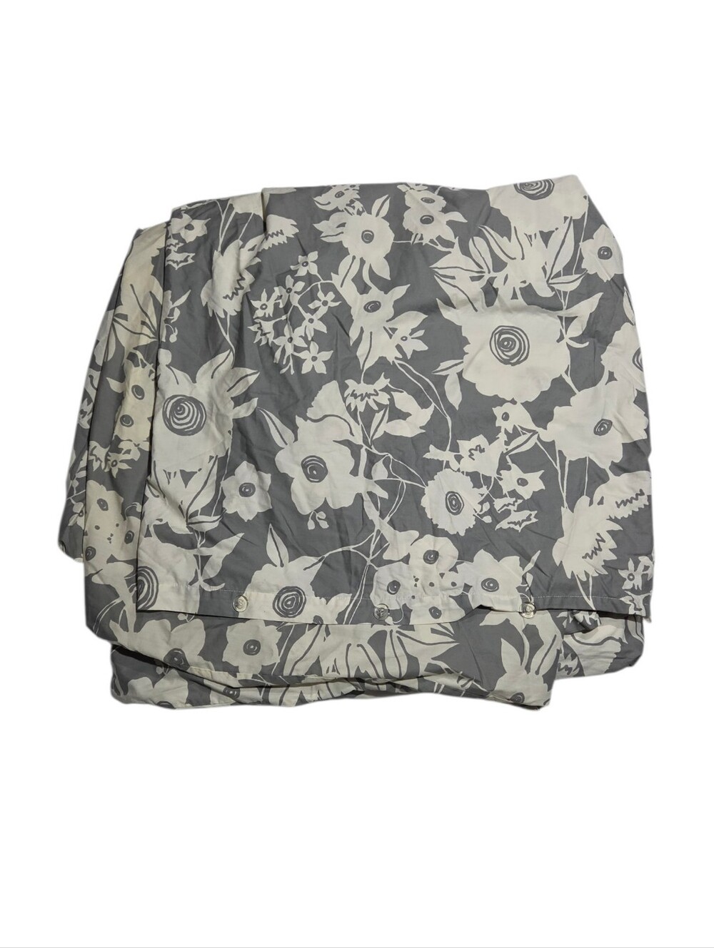 Crate & Barrel Lulu Gray Floral Full/Queen Duvet Cover 100% Cotton - Picture 2 of 6